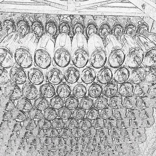 les bouteilles sont délicatement remuées pour permettre à la levure de se déposer dans le goulot